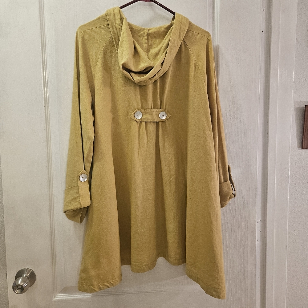 JNY Jones New York M Medium women's yellow over coat jacket blazer 55% LINEN - Picture 11 of 15